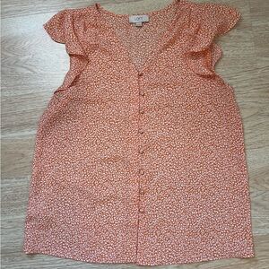 LOFT Orange Floral Blouse